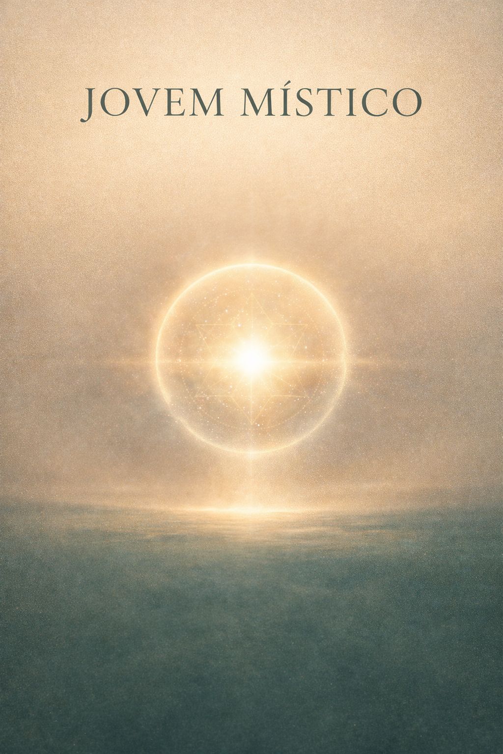 Esfera luminosa sobre um horizonte em tons dourados e azul-petróleo